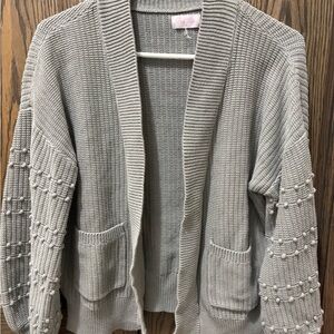 Women's Pink Lily Gray Cardigan Sweater